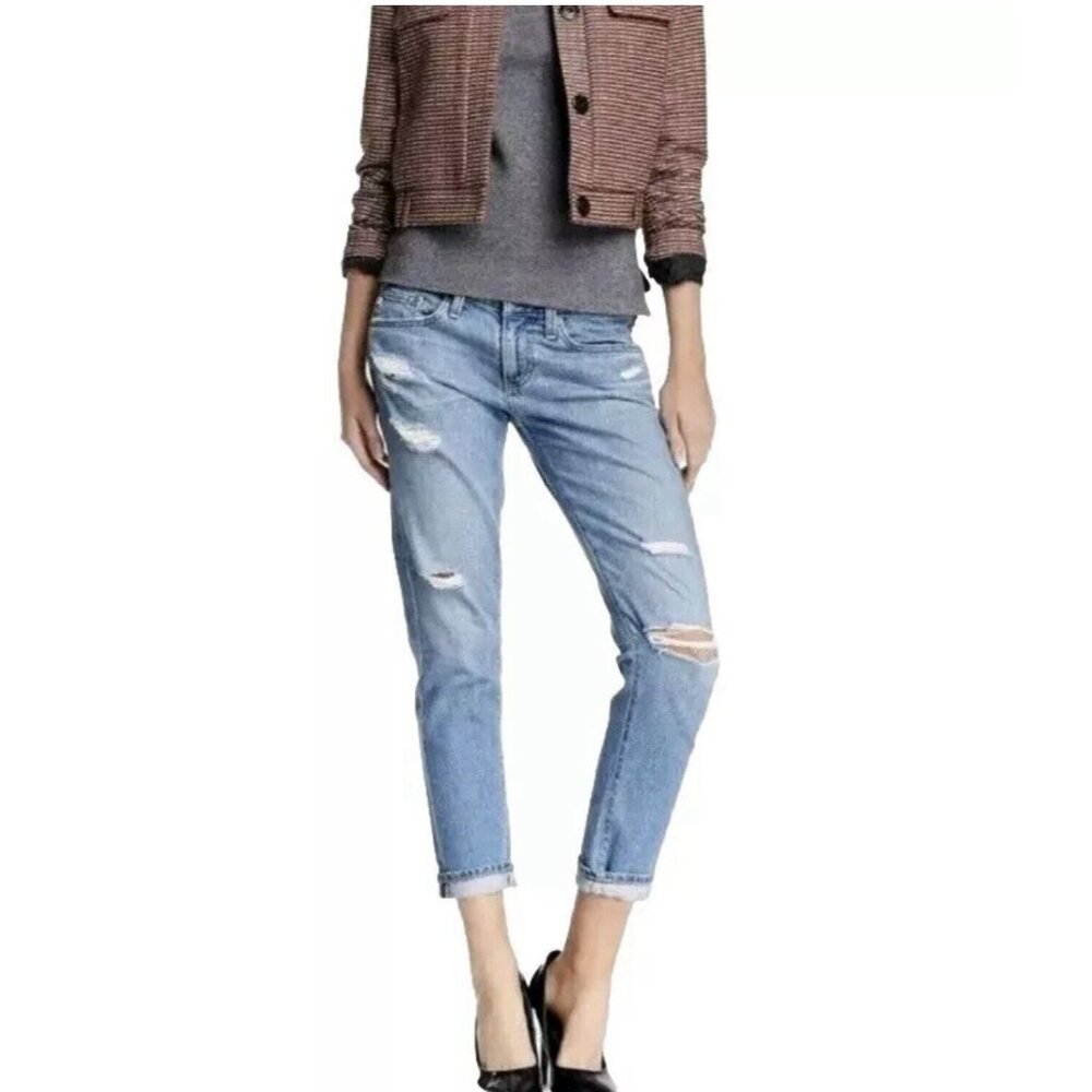 Adriano Goldschmied Womens Medium Wash The Nikki Crop Distressed Jean 31